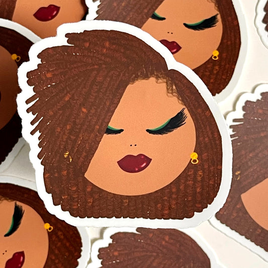 woman brown locs waterproof sticker