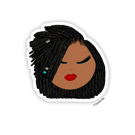 Dee, Black Locs Waterproof Sticker