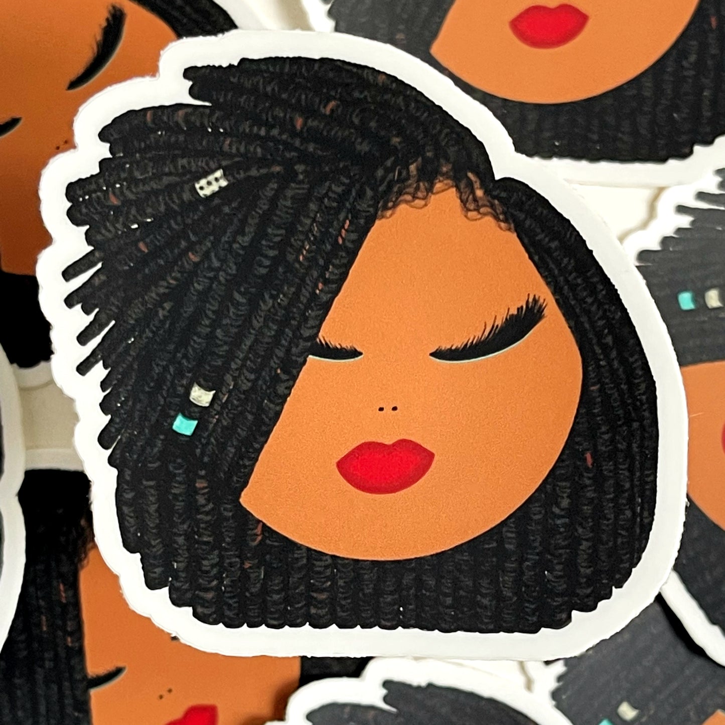 woman with black locs waterproof sticker