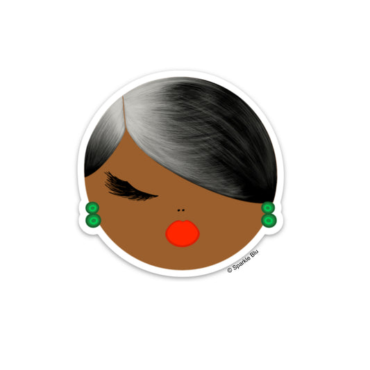 Black womean with salt & Pepper hair sticker