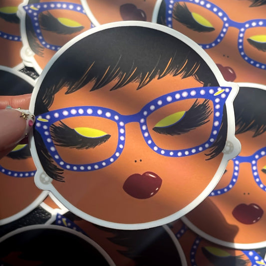 Keisha, Royal Blue & White Vinyl Sticker