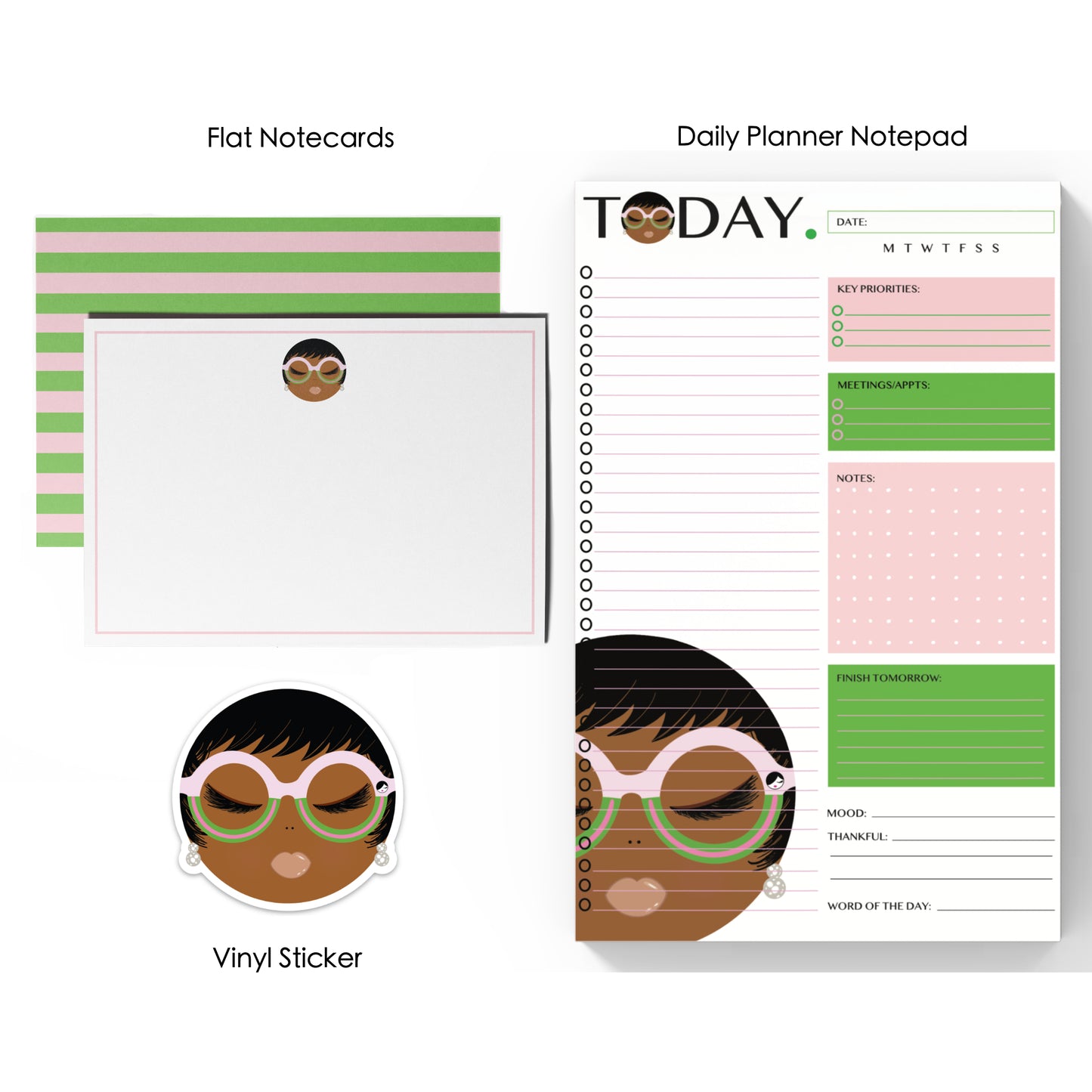 Vivianne, Pink & Green 3-Piece Gift Set