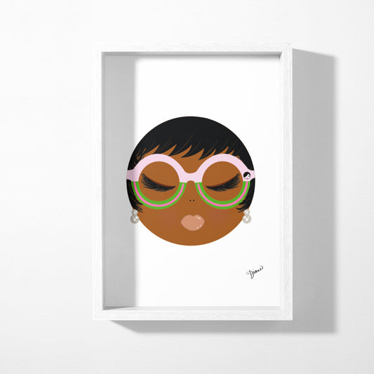 Vivianne Art Print, Pink & Green Glasses, 8x10"