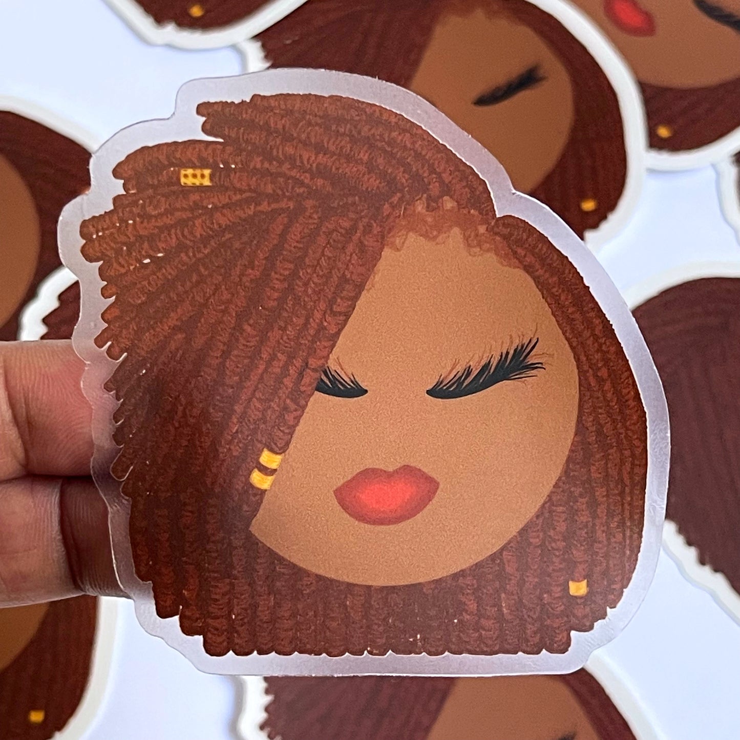 Wendy, Red Locs CLEAR Sticker