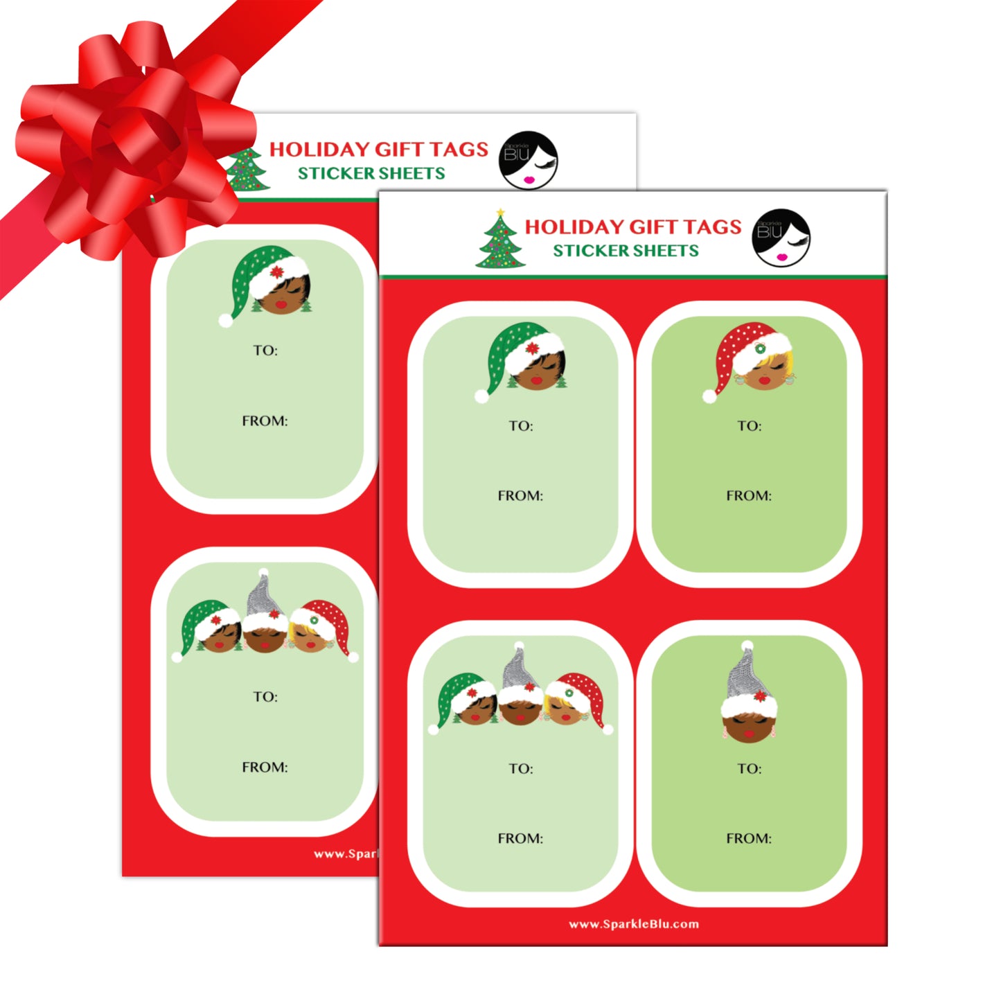 Sleigh Sisters, Holiday Gift Tag Sticker Set - 2 Sheets