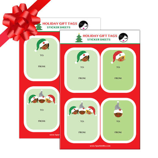 Sleigh Sisters, Holiday Gift Tag Sticker Set - 2 Sheets