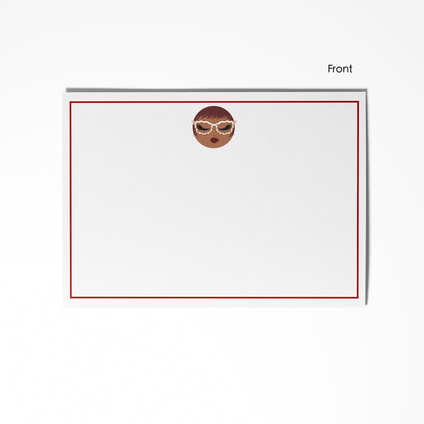 Linda, Crimson & Cream Flat Notecard Set (8) + Envelopes
