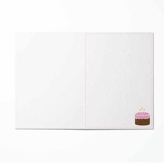 inside Black woman birthday card with sassy character and pink background