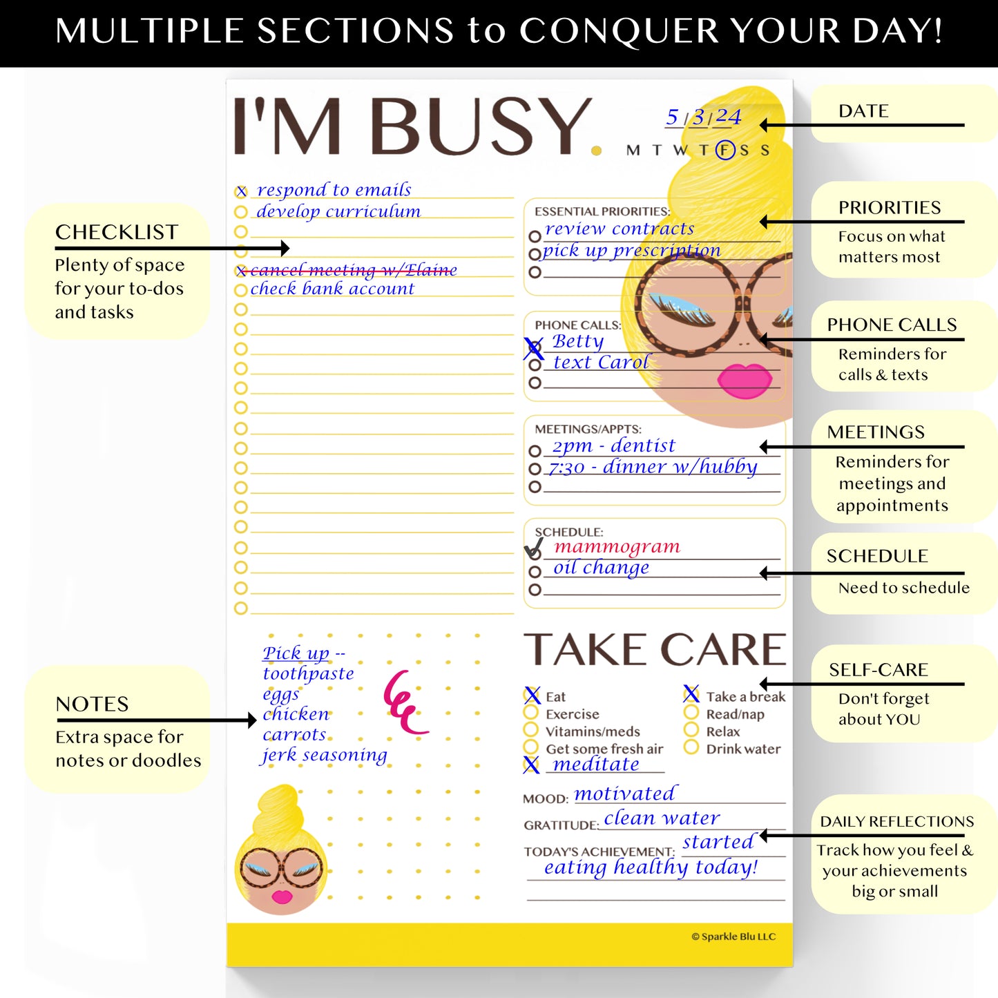 Joan, I'm Busy.- Daily Planner Notepad 5.5 x 8.5"