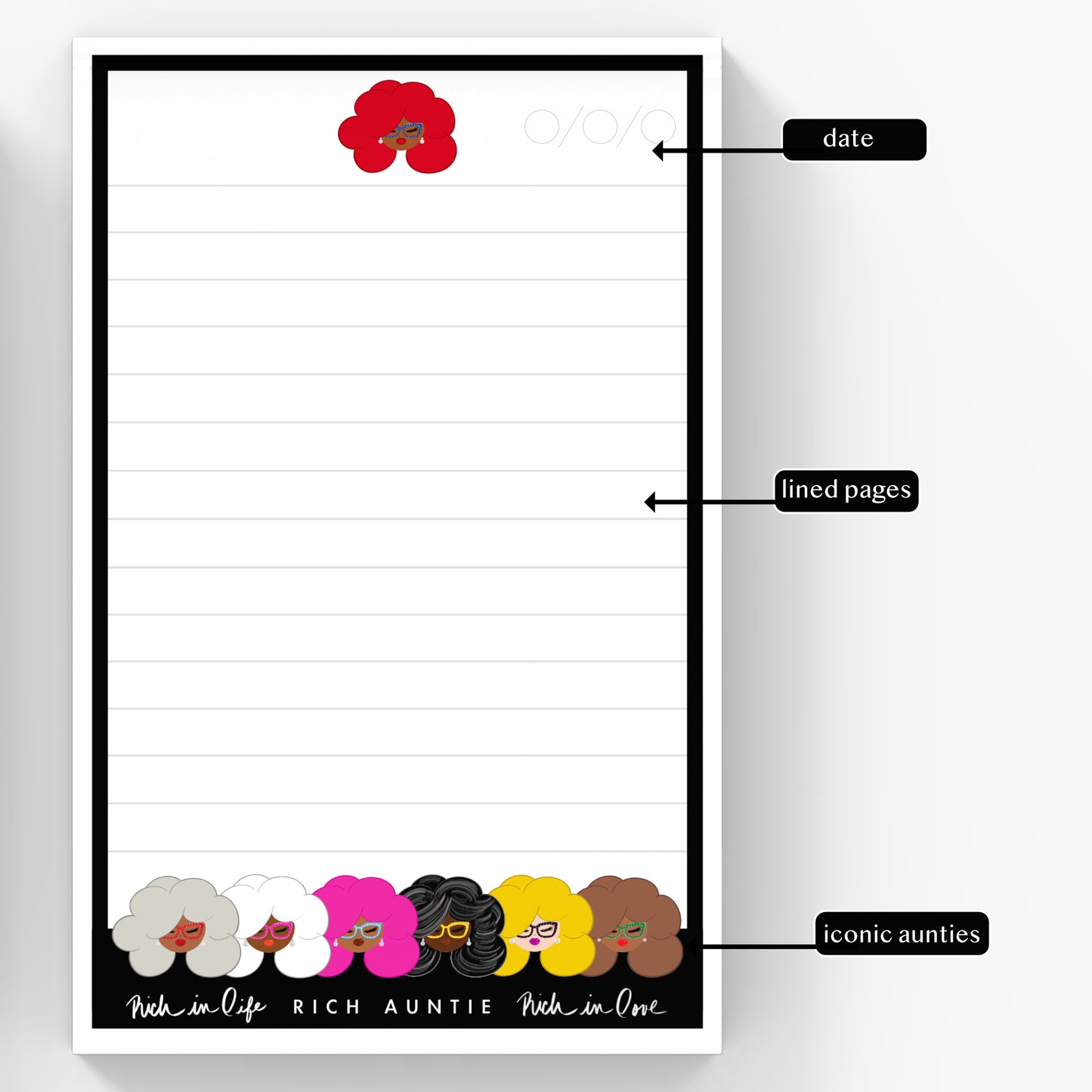 Rich Aunties 5x7" Colorful Notepad