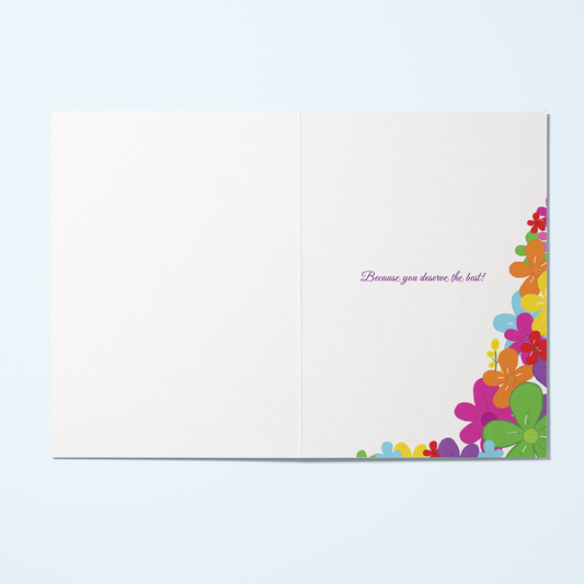inside Greeting card with hand-drawn Black woman with flowers