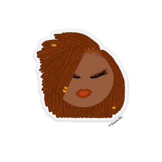 Wendy, Red Locs WHITE BORDER Sticker