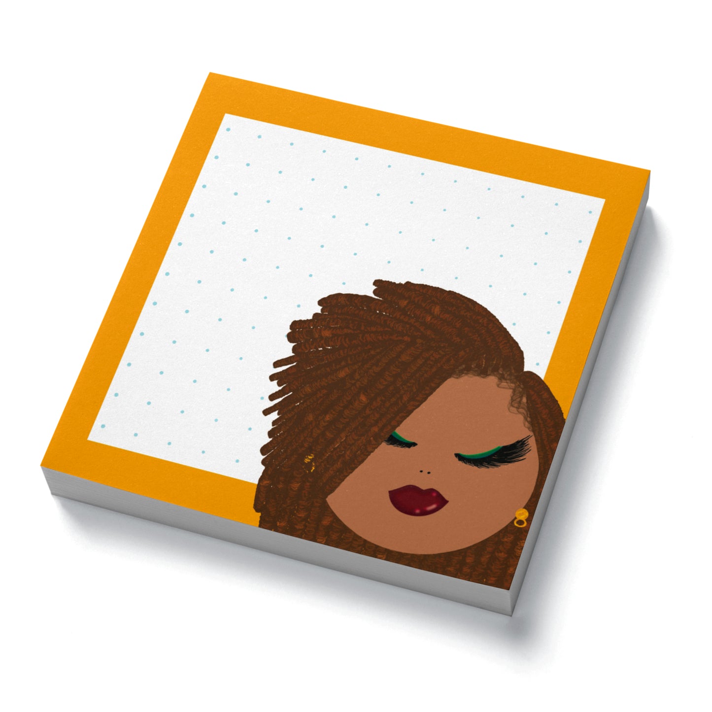 woman with brown hair locs post it notes
