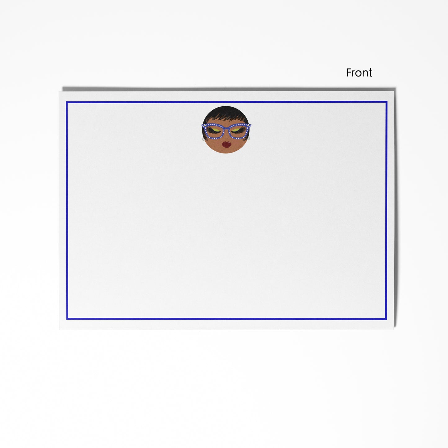 Royal Blue & White Flat Notecard Set (8) + Envelopes