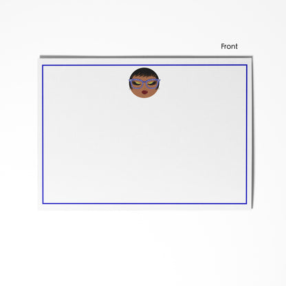 Royal Blue & White Flat Notecard Set (8) + Envelopes