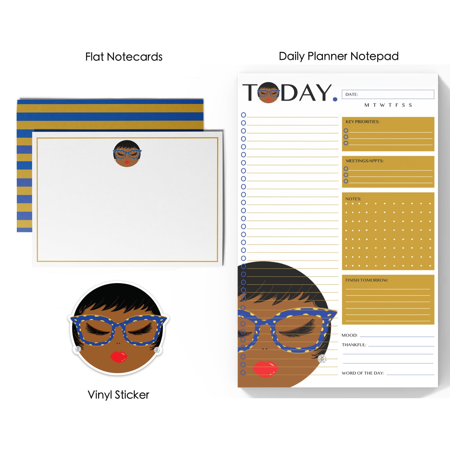 Christi, Royal Blue & Gold Stationery Trio