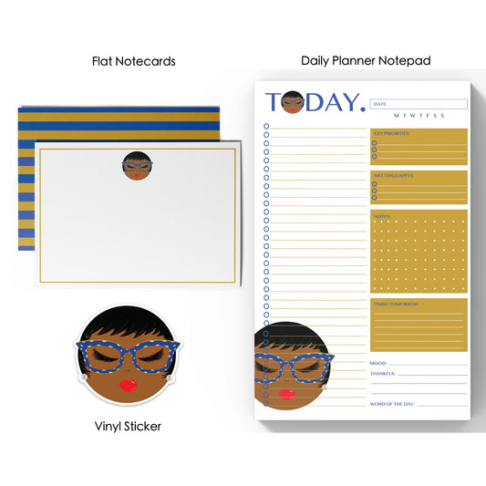 Christi, Royal Blue & Gold Stationery Trio