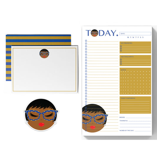 Christi, Royal Blue & Gold Stationery Trio