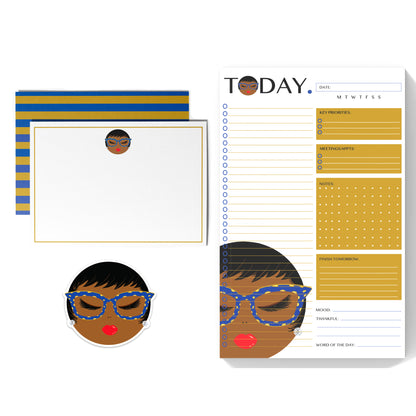 Christi, Royal Blue & Gold Stationery Trio