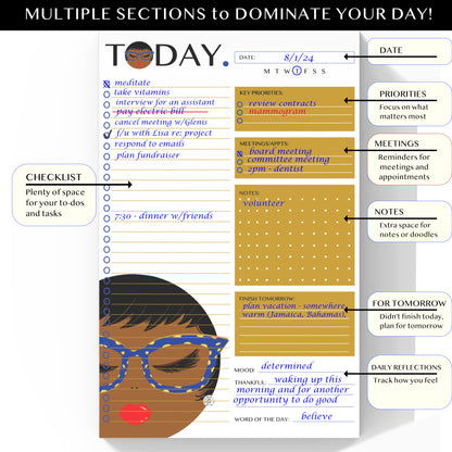 Today., Christi - Daily Planner Notepad 5.5 x 8.5"