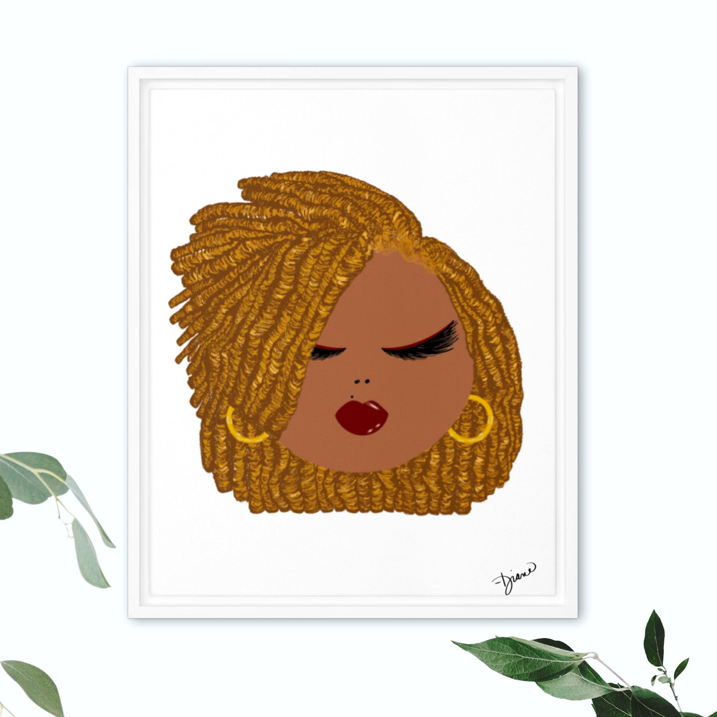 Coreena Art Print, Blonde Hair Locs, 8x10"