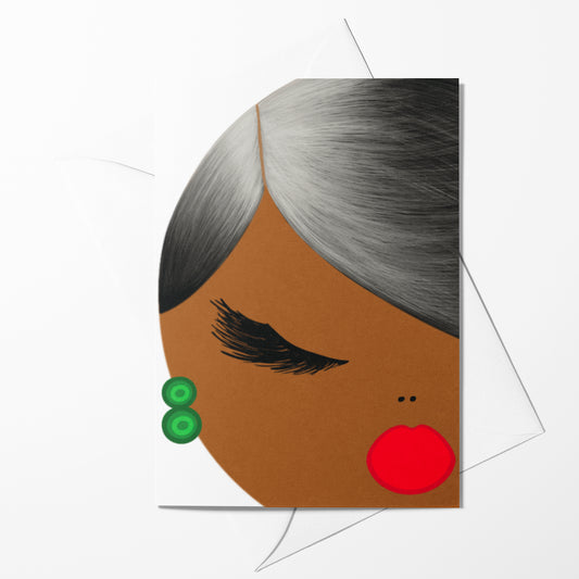 Black womean with salt & Pepper hair greeting card
