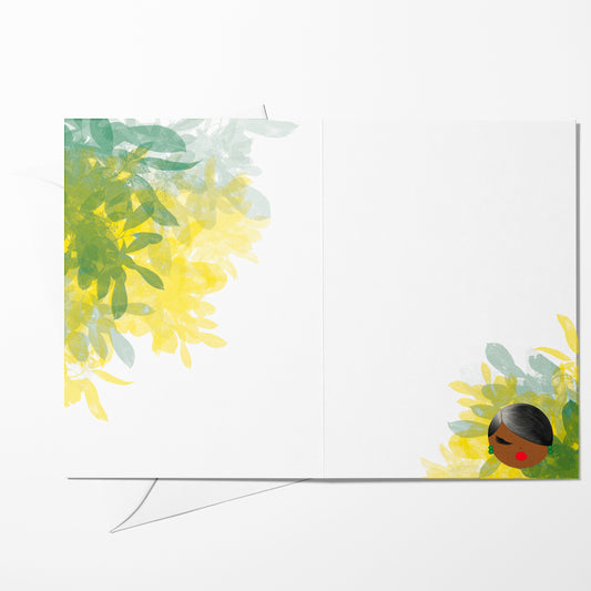 Black womean with salt & Pepper hair inside greeting card