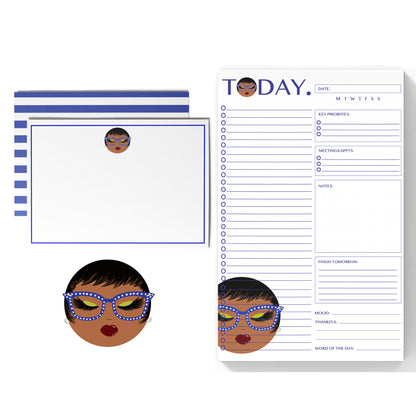 Keisha, Royal Blue & White 3-Piece Gift Set
