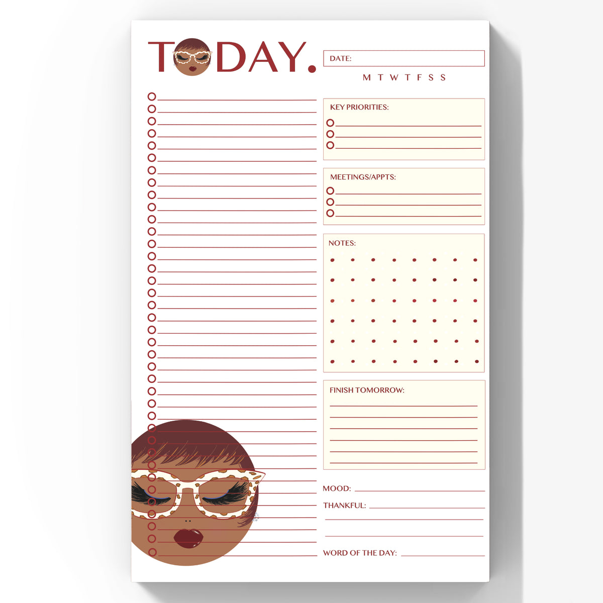 Linda, Today. - Daily Planner Notepad 5.5 x 8.5"