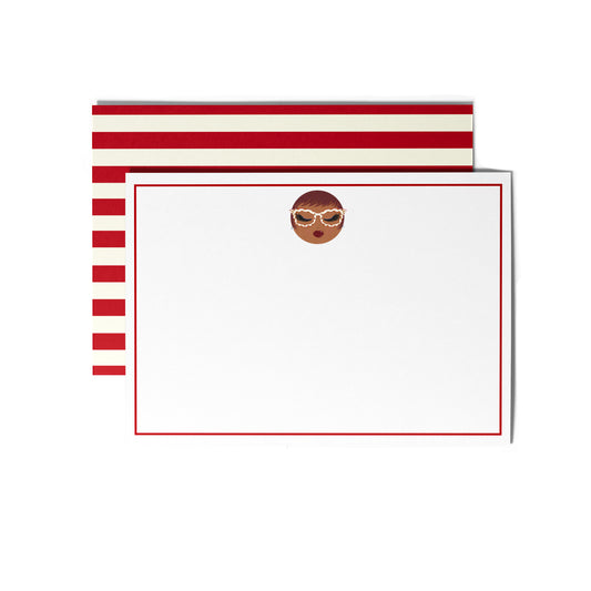 Linda, Crimson & Cream Flat Notecard Set (8) + Envelopes
