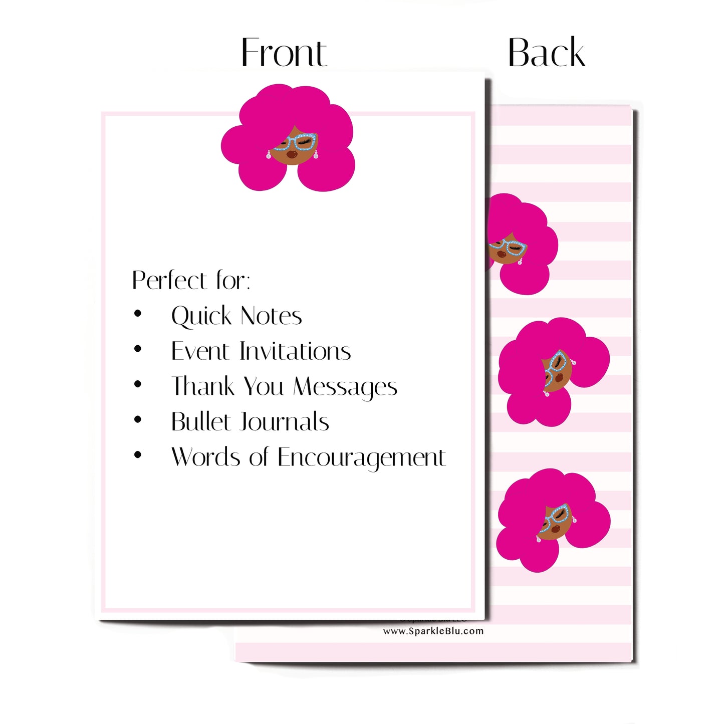 Pink Love Notes, Flat Note Card Set of (8)