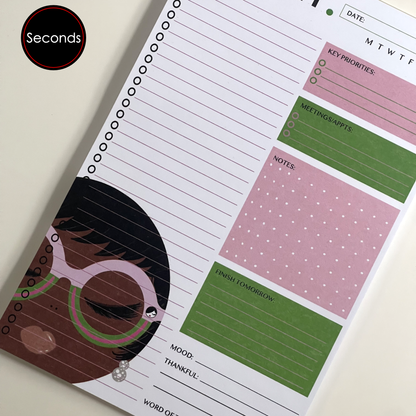 Seconds - Vivianne, Today. Daily Planner Notepad 5.5x8.5"