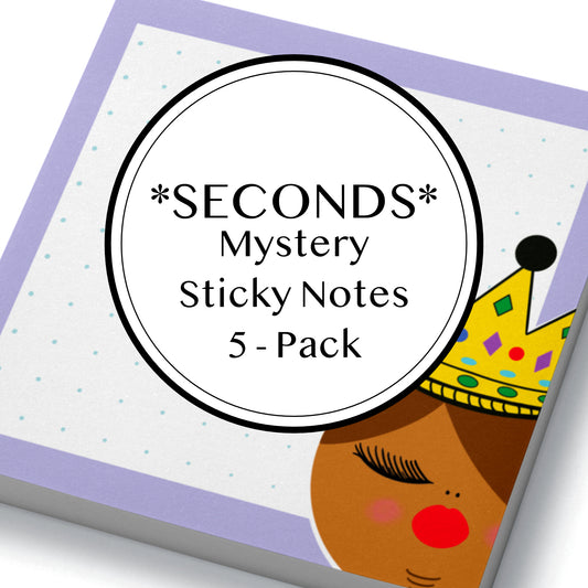 Seconds, 5- Pack Mystery Sticky Notes, minor imperfections