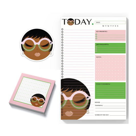 Vivianne, Pink & Green Stationery Trio