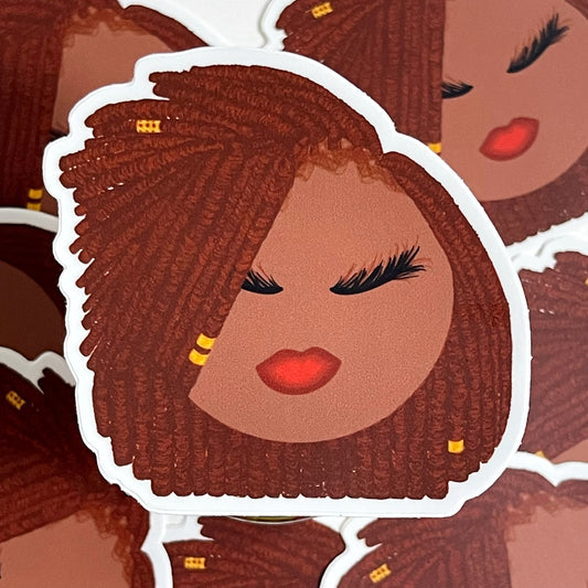 woman with red locs waterproof sticker