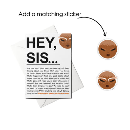 Greeting card with text and stickers on a white background