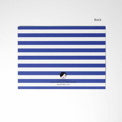 Royal Blue & White Flat Notecard Set (8) + Envelopes