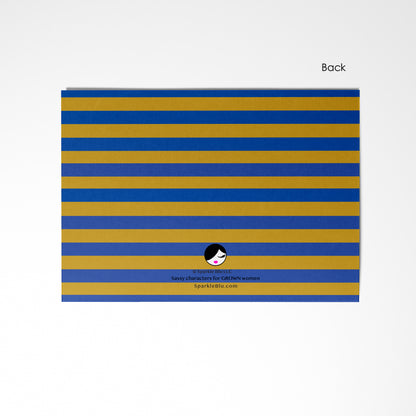 Christi, Royal Blue & Gold Flat Notecard Set (8) + Envelopes
