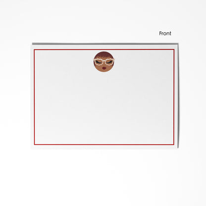 Linda, Crimson & Cream Flat Notecard Set (8) + Envelopes
