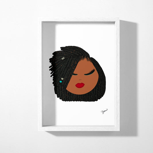 Dee Art Print, Black Hair Locs, 8x10"