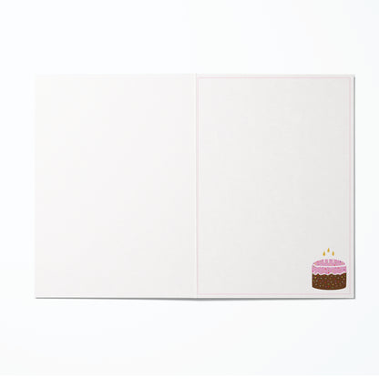 inside Black woman birthday card with sassy character and pink background
