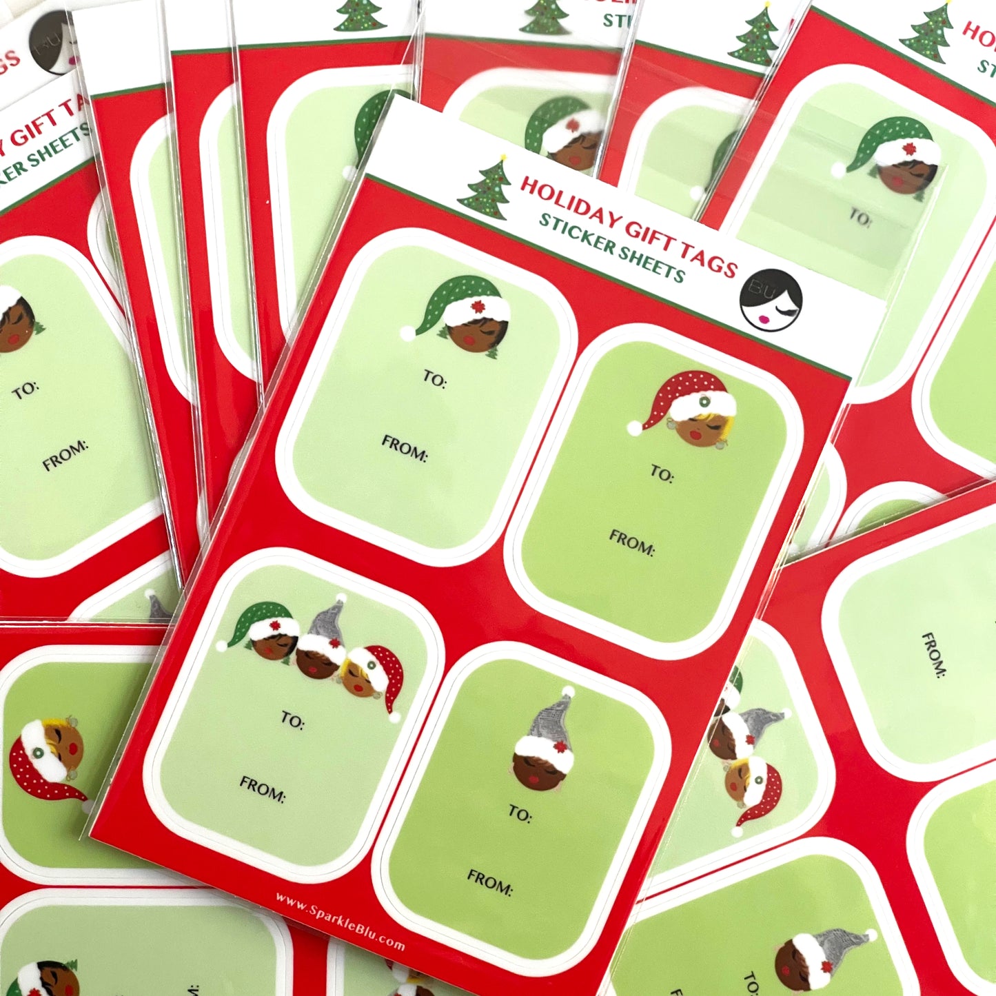 Sleigh Sisters, Holiday Gift Tag Sticker Set - 2 Sheets