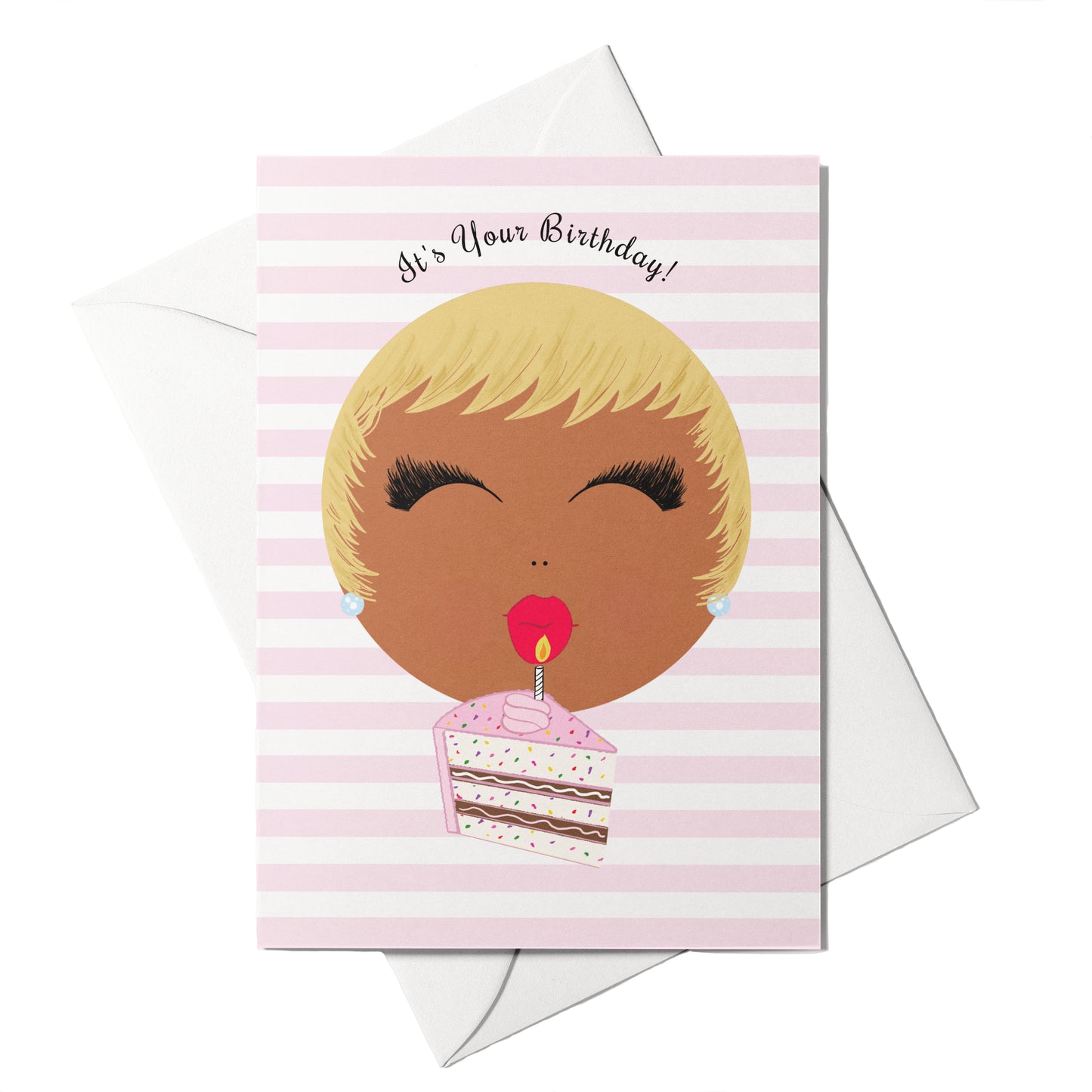 Woman Birthday Card blowing out candles