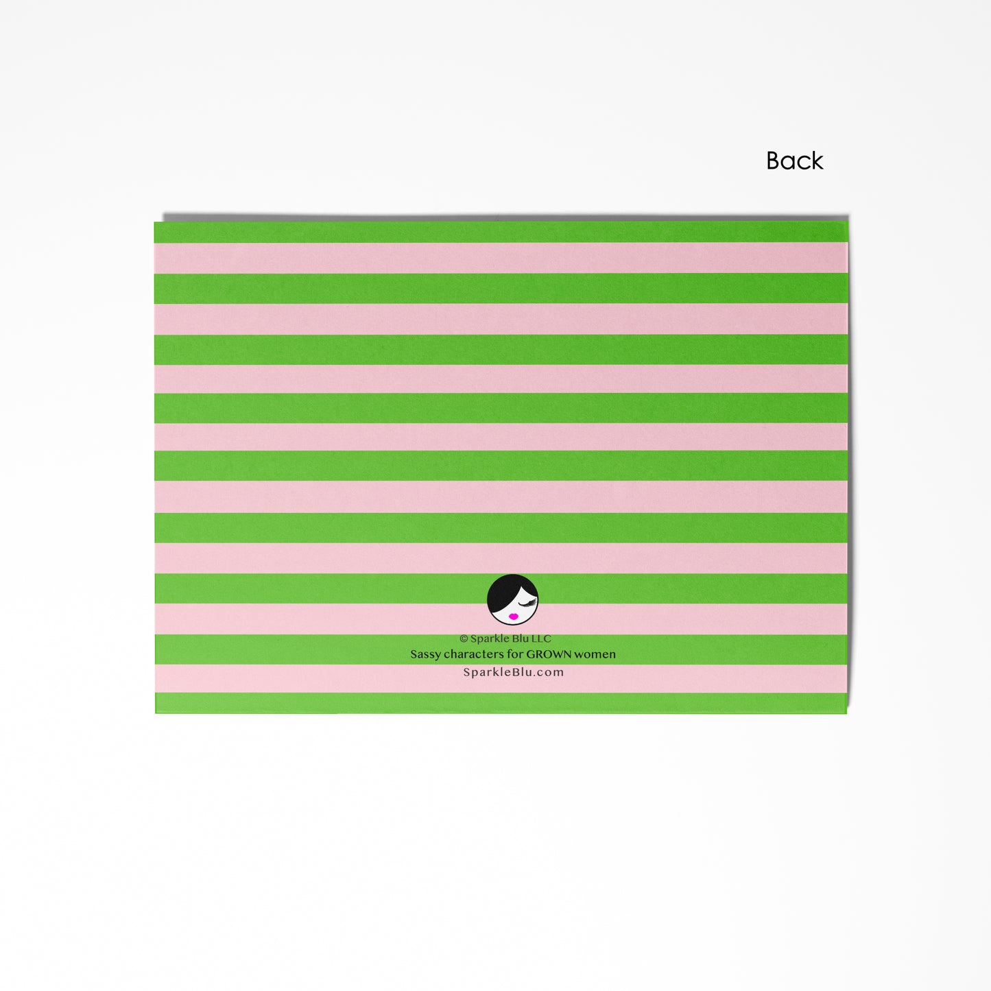 Vivianne, Pink & Green Flat Notecard Set (8) + Envelopes